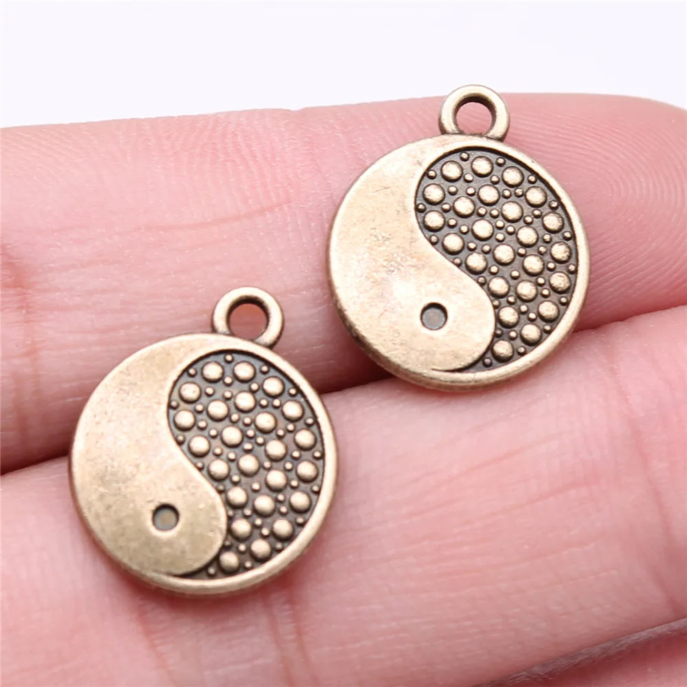 18x15mm 2.21g Antique Bronze Zinc Alloy Tai Chi Charm Pendant for DIY Necklace Bracelet Jewelry Making