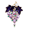 Elegant Alloy Enamel Grape Brooch With Purple Rhinestones And Pearl, Women's Lapel Pin Suit Corsage Gift