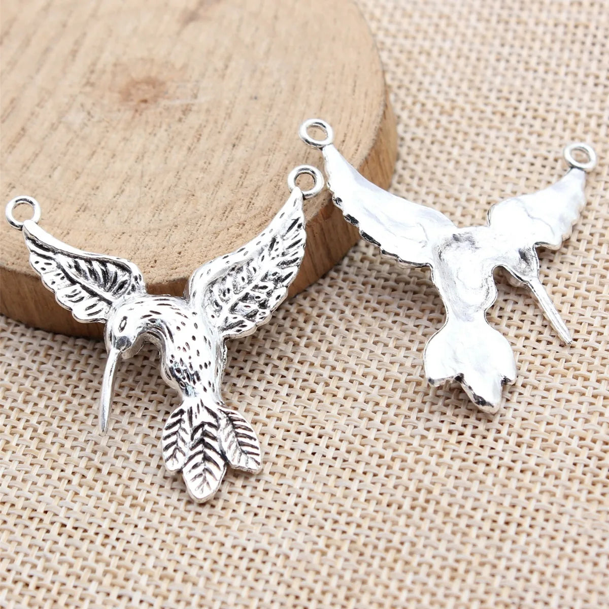 42x38mm 4.2g Antique Silver Zinc Alloy Hummingbird Bird Charm Pendant for DIY Necklace Bracelet Jewelry