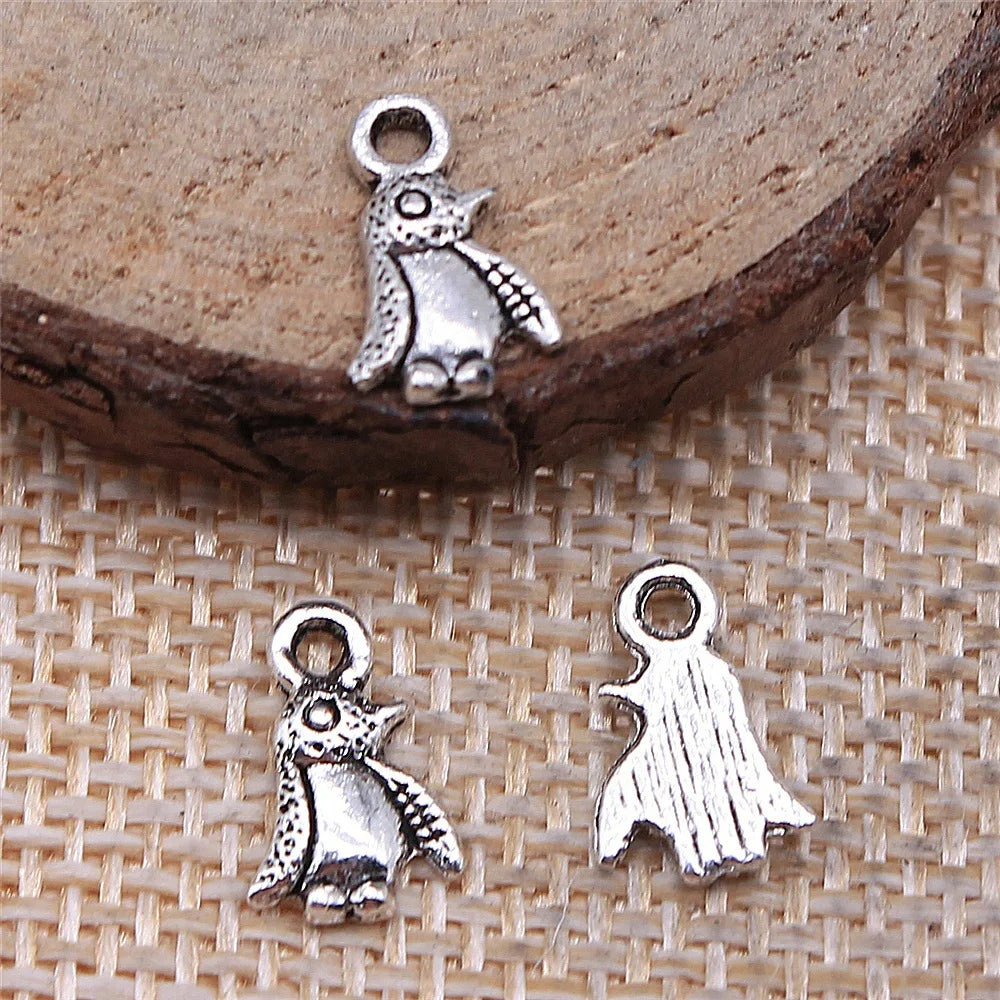 7x11mm 0.3g Antique Silver Zinc Alloy Penguin Charm Pendant for DIY Bracelet Necklace Making