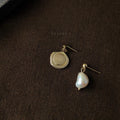 Baroque Freshwater Pearl Drop Earrings Handmade Asymmetric Silver Plated Copper Geometric Jewelry