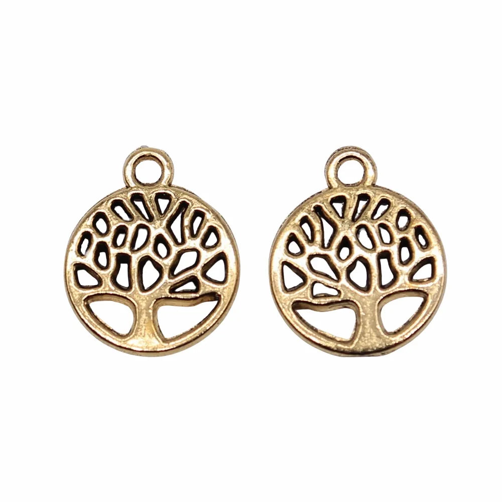 13x11mm 0.5g Antique Gold Zinc Alloy Tree Charm Pendant for DIY Necklace Bracelet Jewelry Making
