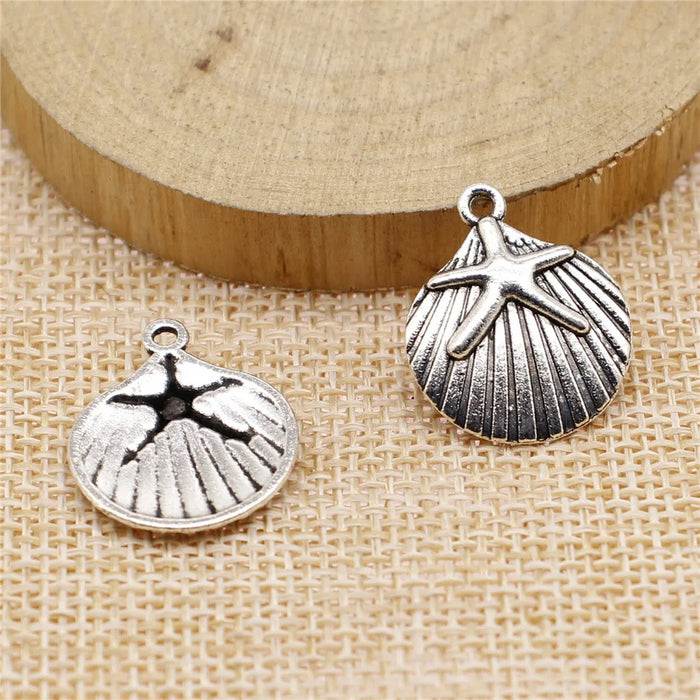 22x18mm 2g Multicolor Zinc Alloy Starfish Shell Charm Pendant for DIY Necklace Bracelet Making