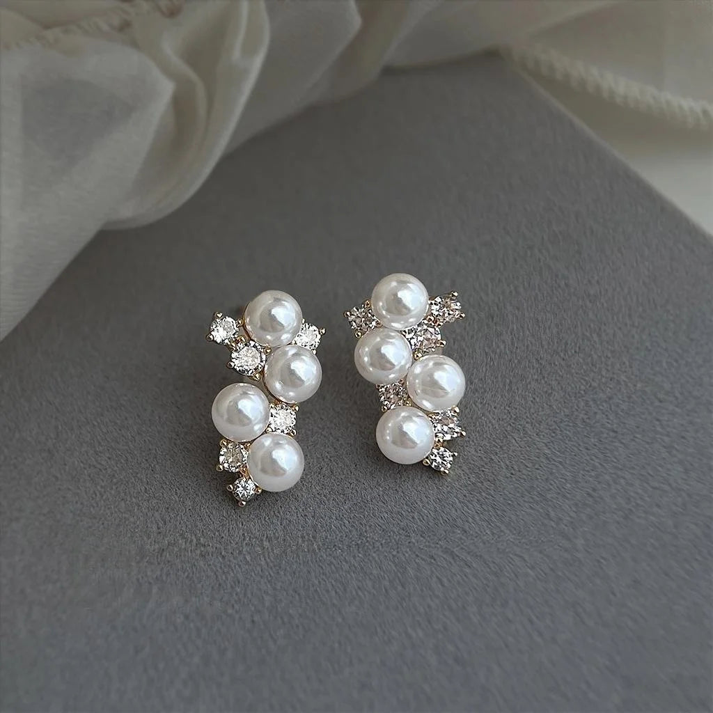 Light Luxury Micro Pave Zircon Constellation Geometric Copper Stud Earrings