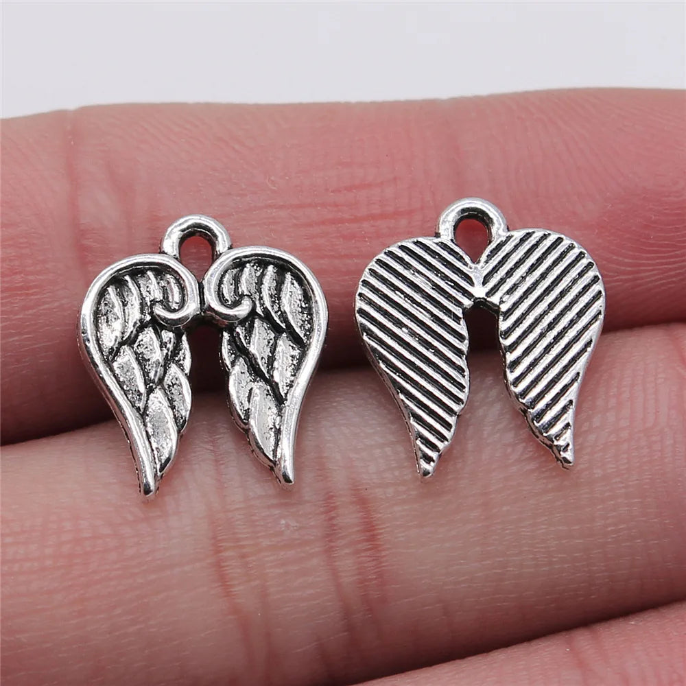 15x17mm 1.3g Zinc Alloy Wing Charm Pendants for DIY Bracelet Necklace Jewelry Making