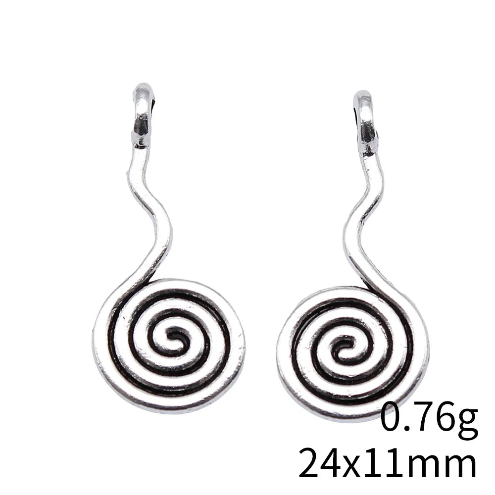 24x11mm 0.76g Antique silver zinc alloy Spiral Swirl charm pendant for DIY necklace bracelets