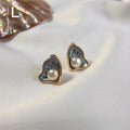 French Style Copper Freshwater Pearl Leaf Stud Earrings Designer Fashion Jewelry
