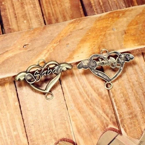 36x25MM Antique Silver Zinc Alloy Wing Heart Charm Pendant for DIY Necklace Bracelet Jewelry Making