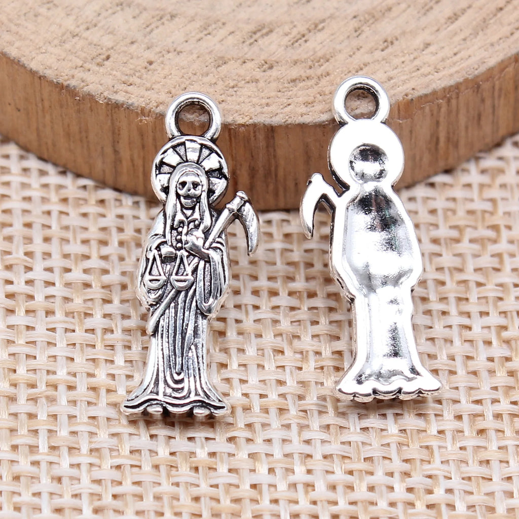 23x8mm 1.4g Antique Silver Zinc Alloy Grim Reaper Scythe Charm Pendant for DIY Gothic Jewelry