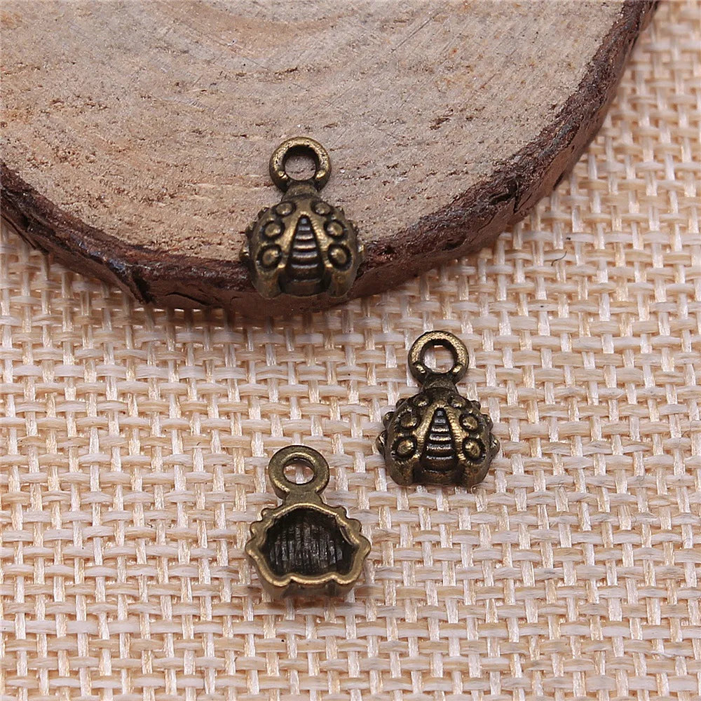 11x8mm 0.5g Multicolor Zinc Alloy Small Ladybug Charm Pendant for DIY Necklace Bracelet Making