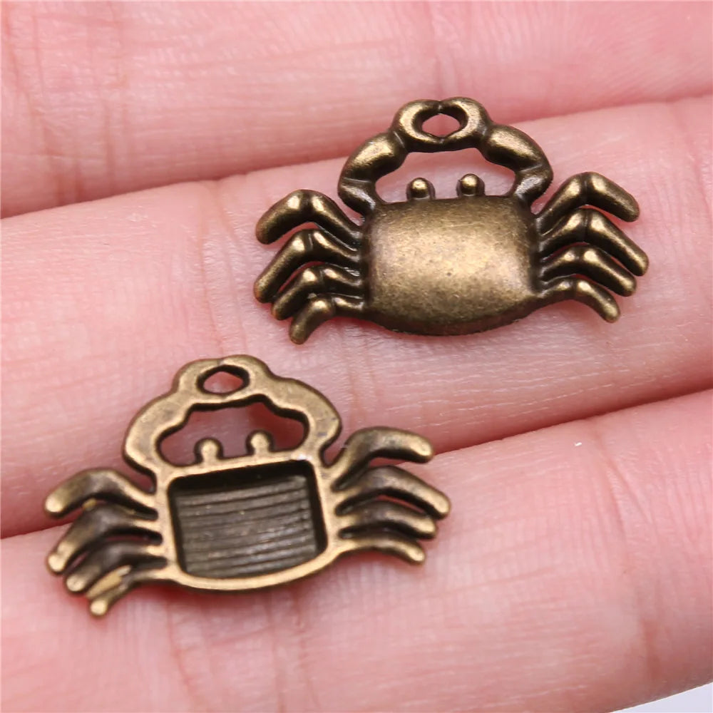 22x14mm 1.4g Multicolor Zinc Alloy Crab Charm Pendant for Beach Theme DIY Necklace Bracelet Making
