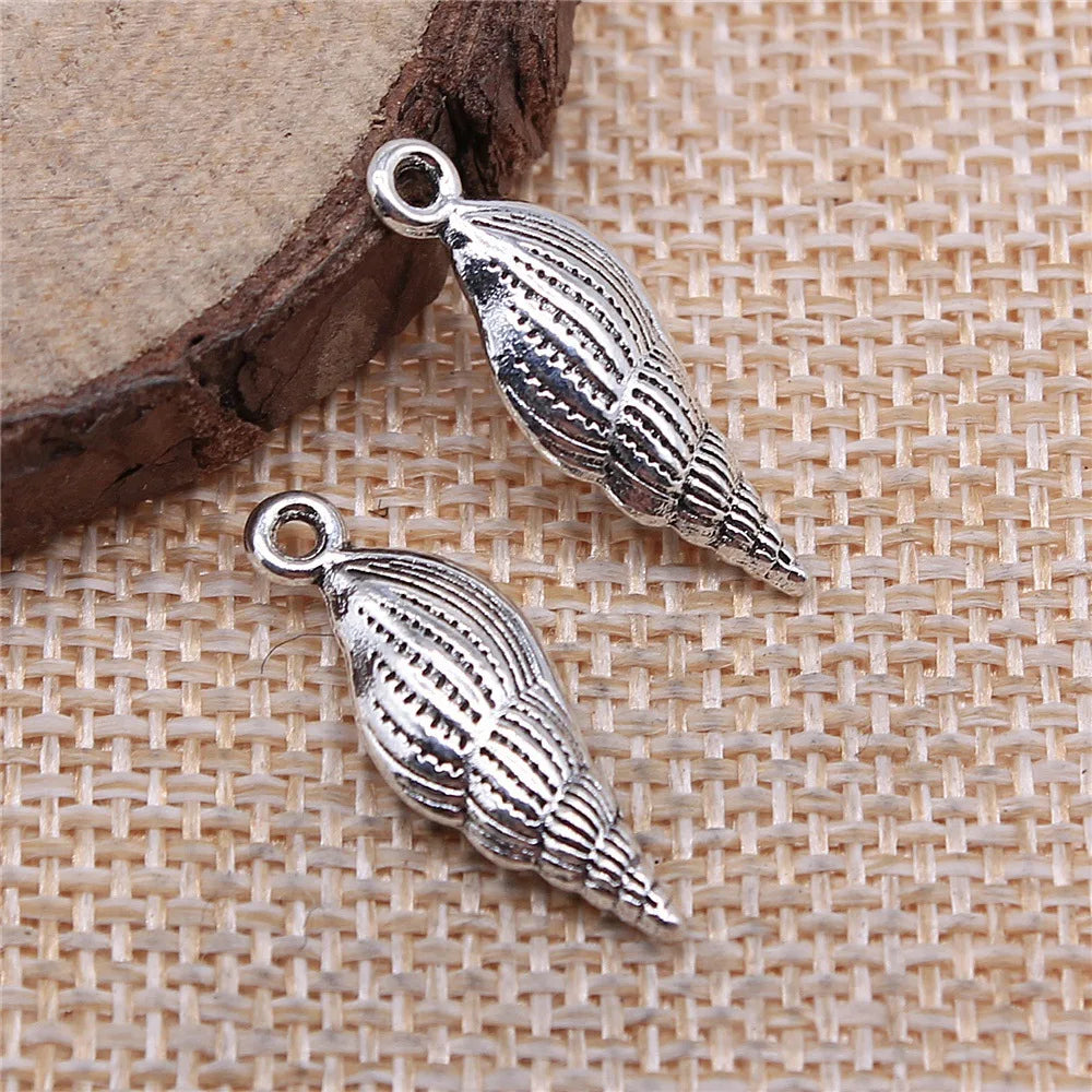 24x8mm 1.8g Multicolor Zinc Alloy Conch Shell Charm Pendant for Necklace Bracelet Making