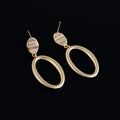 Elegant Matte Gold Alloy Oval Hoop Drop Stud & Clip On No Piercing Minimalist Women's Fashion Earrings