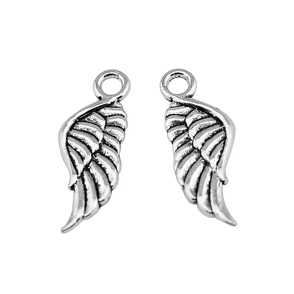 21x8mm 0.6g Vintage zinc alloy Wing charm pendant for necklace bracelet DIY jewelry making