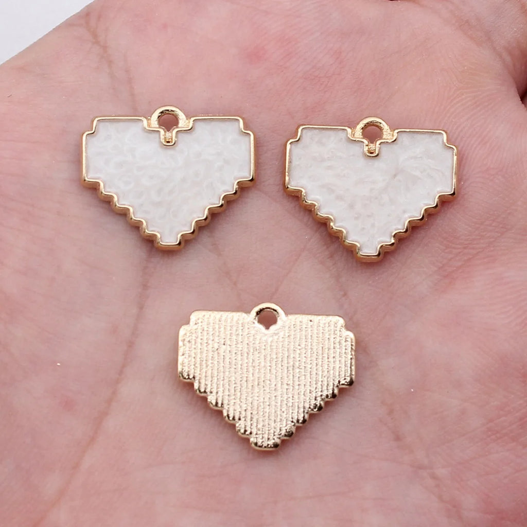 15.5x18.6mm 1.3g Multicolor Zinc Alloy Pixel Heart Charm Pendant for DIY Necklace and Bracelet Making