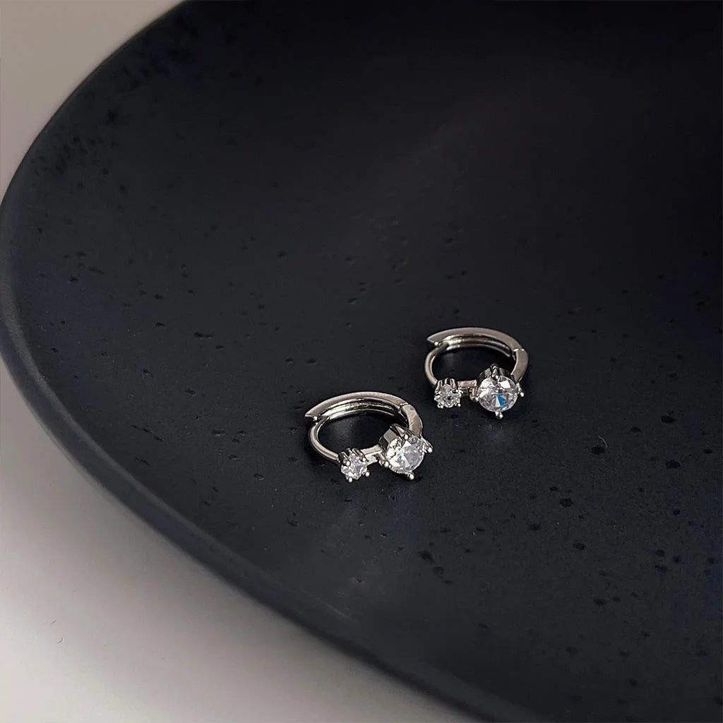 Micro Pave Zircon Copper Geometric Round Stud Earrings Minimalist Elegant Daily Jewelry