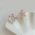 Spring Sweet Floral Enamel Drop Earrings, Copper Zircon Painted Petal