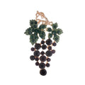 Elegant Purple Rhinestone Grape Brooch With Green Leaf Alloy Lapel Pin, Luxury Corsage Suit Accessory
