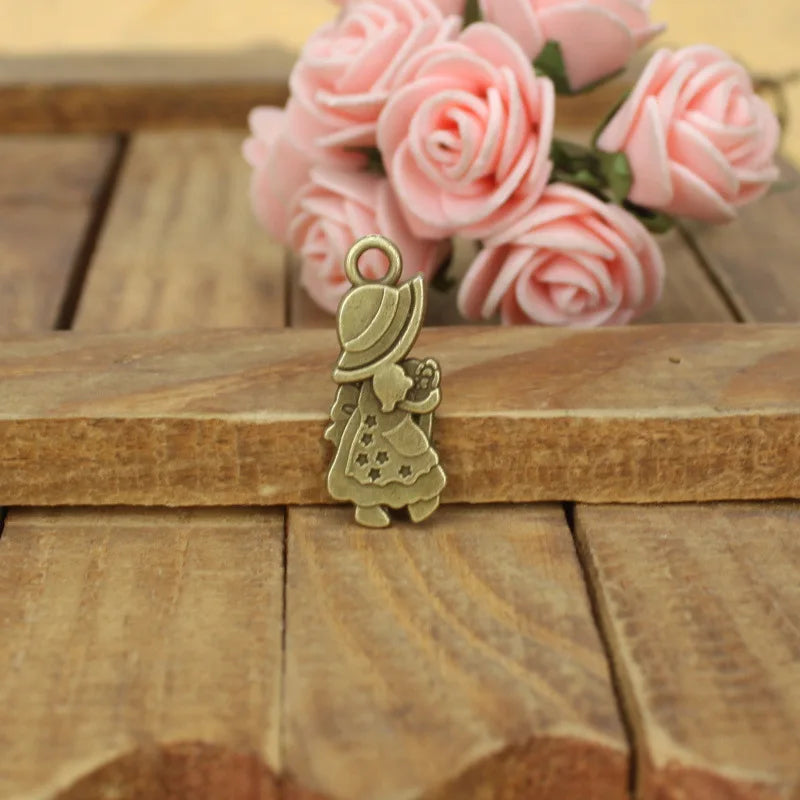 28x12MM Antique Silver Zinc Alloy Little Girl Charm Pendant for DIY Necklace Bracelet Jewelry Making