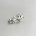 Silver Tone Copper Hollow Butterfly Stud Earrings Minimalist Cool Style Everyday Jewelry
