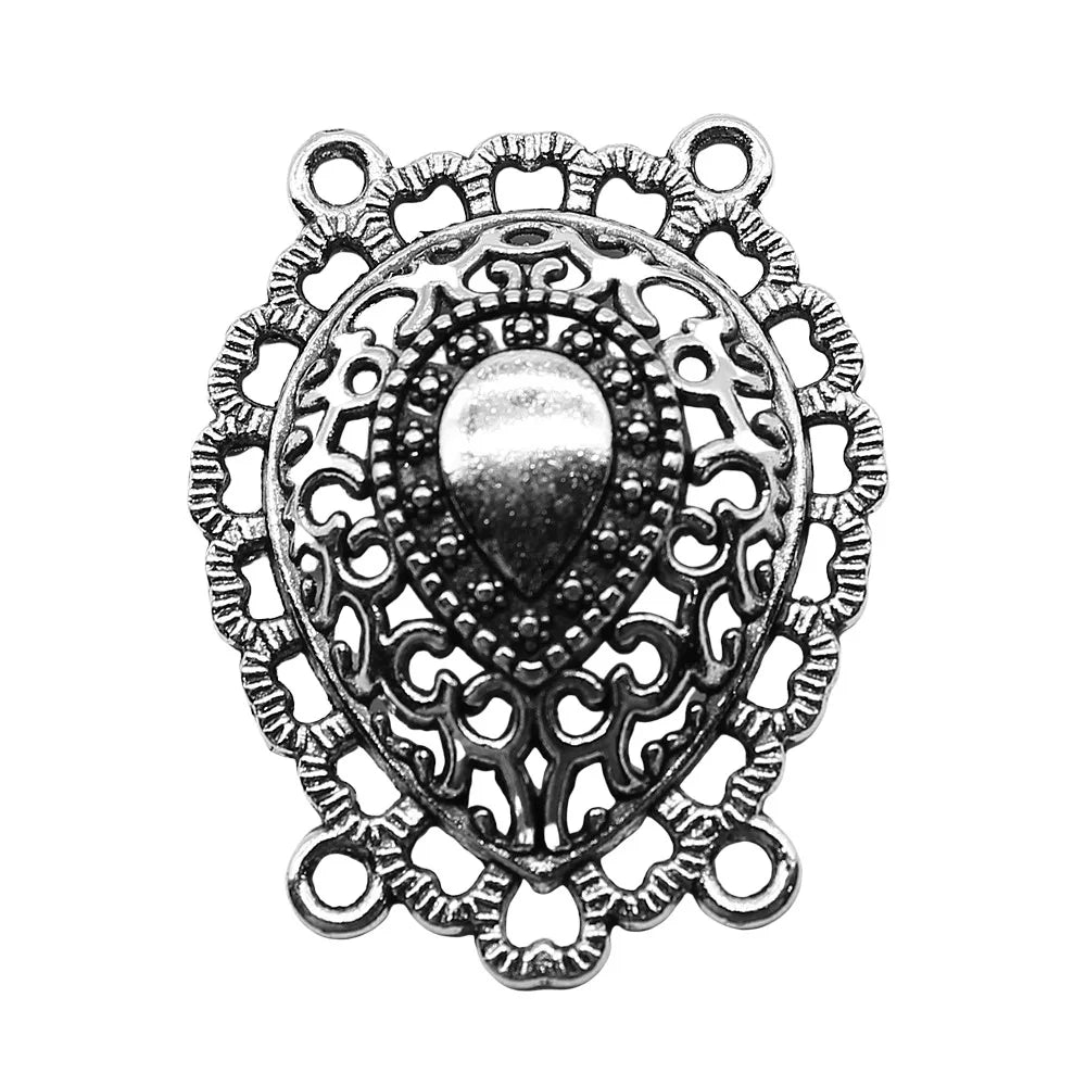 31x39mm 4.3g Antique Silver Zinc Alloy Four Hole Body Chain Connector Charm for DIY Body Jewelry Making