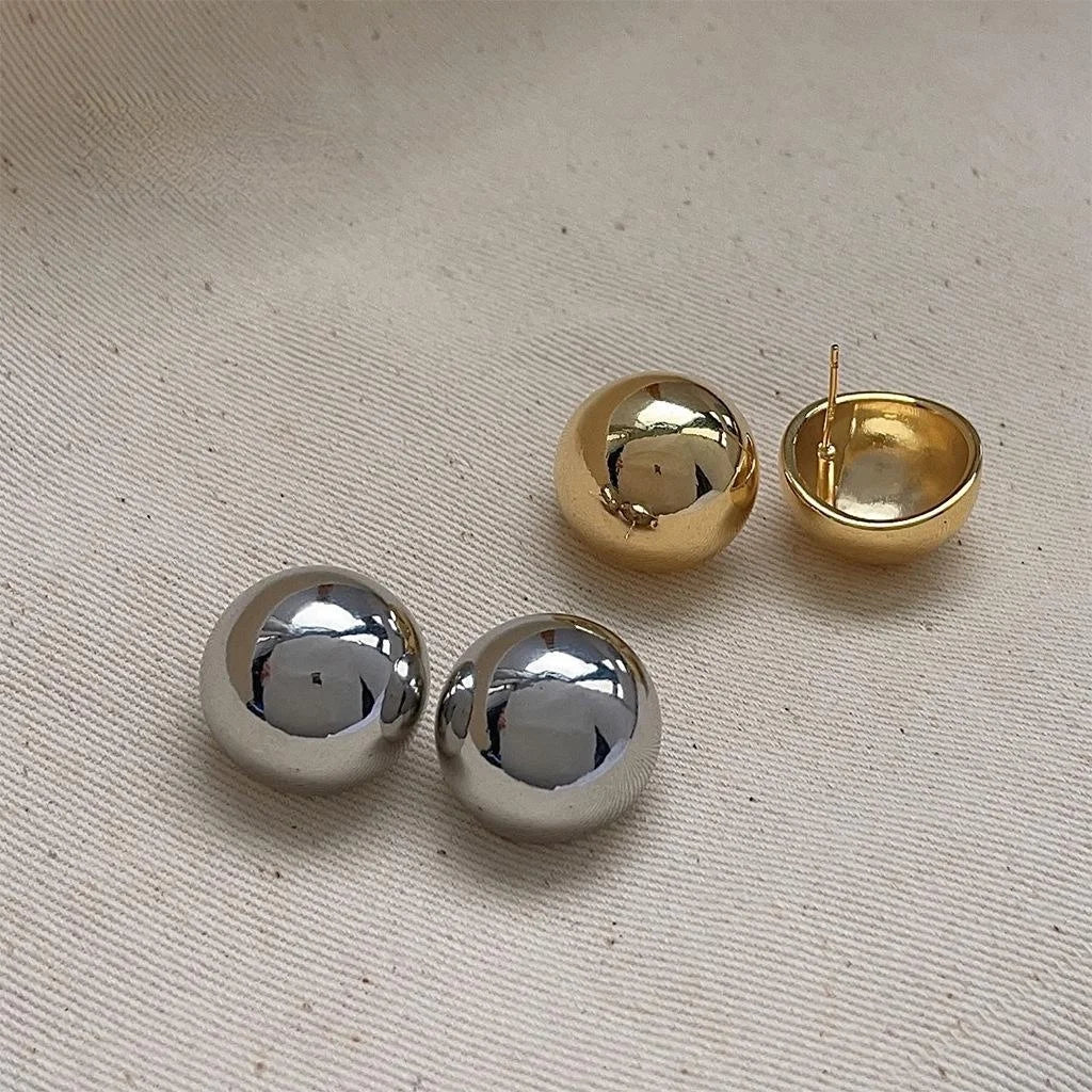 18K Gold Plated Copper Round Oval Geometric Drop Earrings For Women Light Luxury