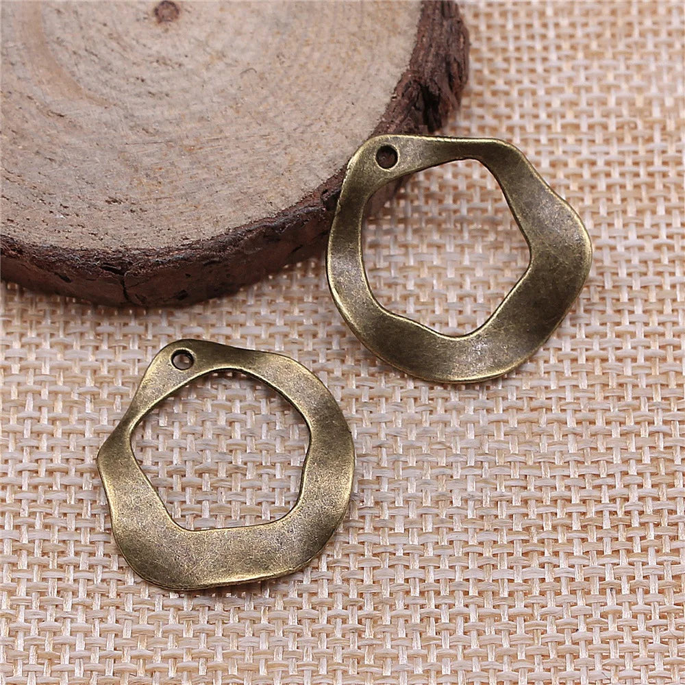 24x25mm 1.6g Multicolor Zinc Alloy Irregular Ring Earring Charms Pendants for DIY Earrings Jewelry Making