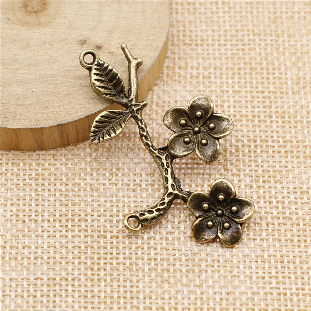 50x31mm 5.7g Multicolor Zinc Alloy Flower Branch Connector Charm for DIY Necklace Bracelet Making