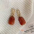 Vintage Hong Kong Style 14K Plated Copper Geometric Irregular Drop Earrings