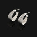 Elegant Silver Alloy Multi Layer Hoop Spiral Rhinestone Stud & Clip On No Piercing Earrings