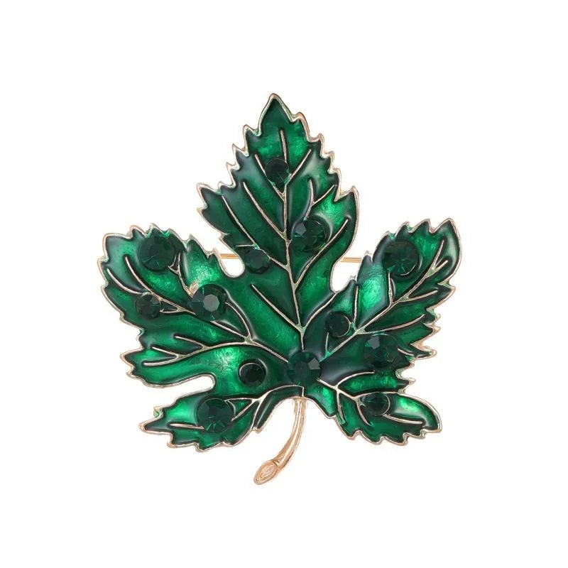 Luxury Enamel Maple Leaf Brooch With Orange Rhinestones, Elegant Autumn Lapel Pin Suit Accessory Gift