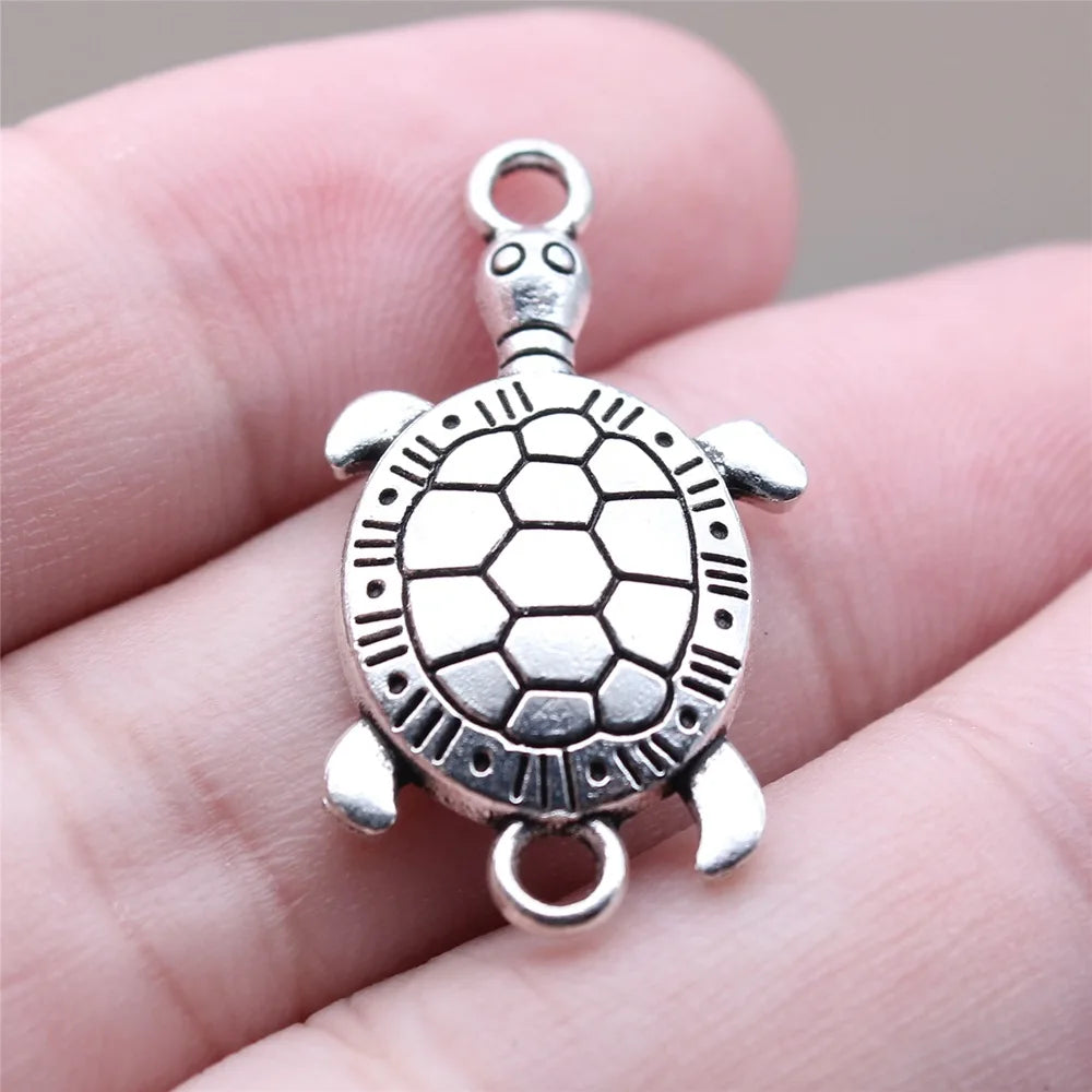 16x30mm 2.5g Antique Silver Zinc Alloy Sea Turtle Connector Charm for DIY Bracelet Jewelry Making
