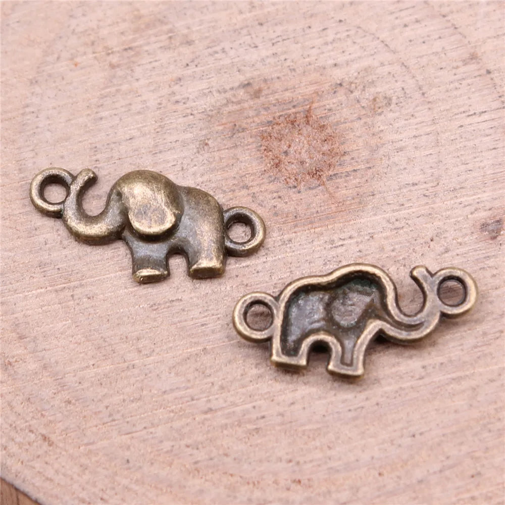 18x9mm 0.65g Multicolor Zinc Alloy Elephant Connector Charm for DIY Bracelet Necklace Making