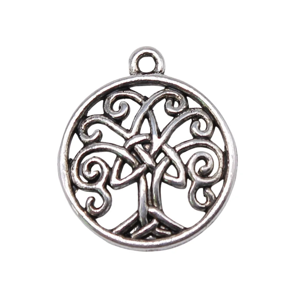 23x20mm 2.1g Zinc Alloy Celtic Tree of Life Amulet Celtic Knot Charm Pendant for DIY Necklace Jewelry Making