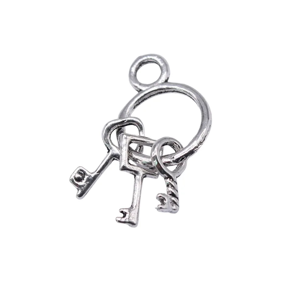 25x13mm 0.7g Antique Silver Zinc Alloy Keychain Charm Pendant for DIY Necklace Bracelet Making