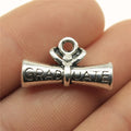22x13mm 3.3g Antique Silver Zinc Alloy Graduation Certificate Charm Pendant for DIY School Jewelry