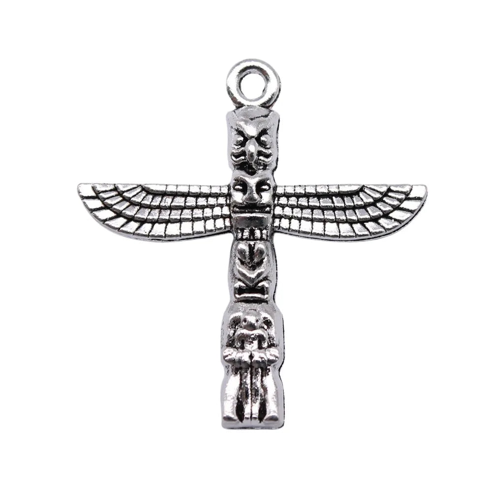 27x25mm 2.5g Antique Silver Zinc Alloy Maya Totem Stone Pillar Charm Pendant for DIY Jewelry Making