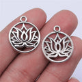 19x19mm 1.25g Multi-Color Zinc Alloy Round Lotus Charm Pendant for DIY Floral Jewelry Making