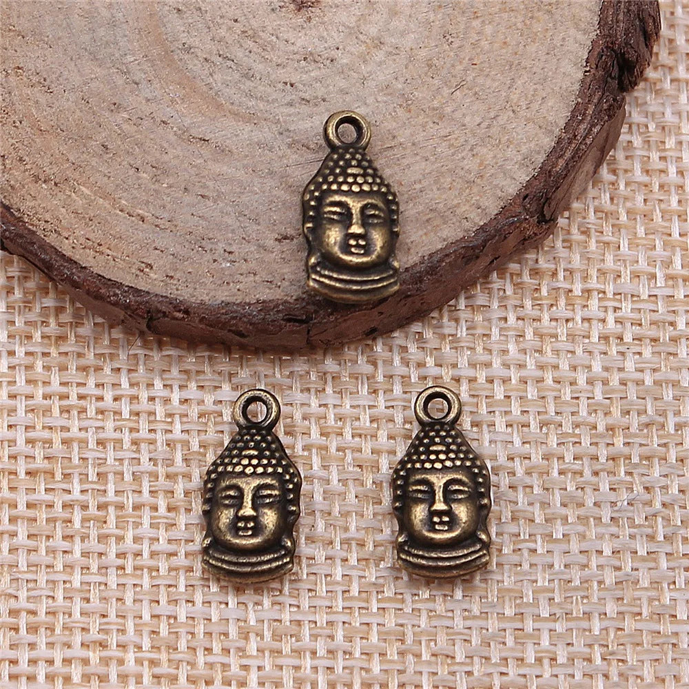 16x8mm 1.5g Multicolor Zinc Alloy Buddha Head Charm Pendant for DIY Jewelry Making and Accessories