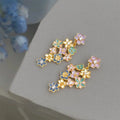 Copper Zircon Painted Enamel Flower Tassel Drop Earrings, Elegant Resort Style