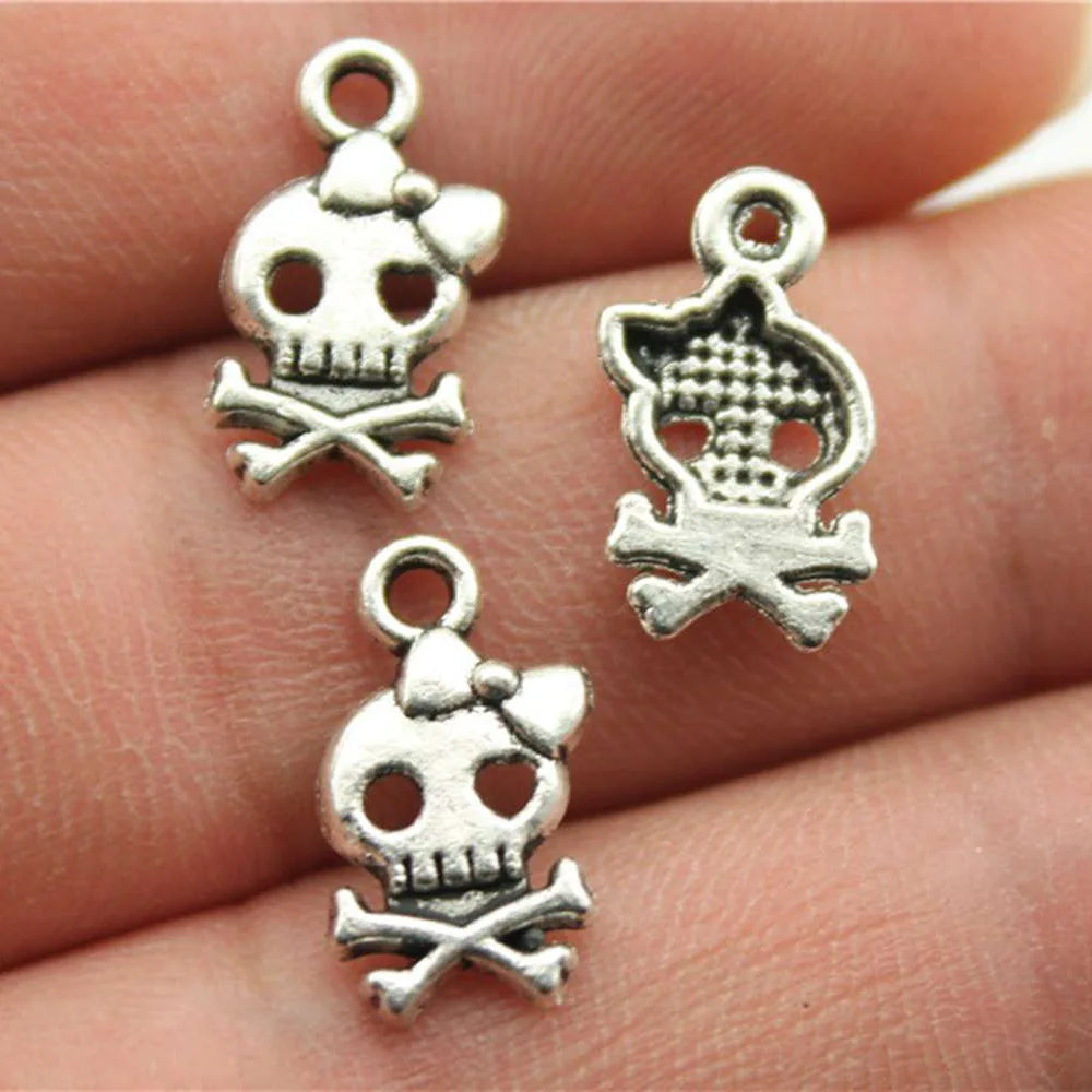 16x9mm 0.6g Multi Color Zinc Alloy Bow Skull Butterfly Charm Pendant for DIY Bracelet Necklace Jewelry Making