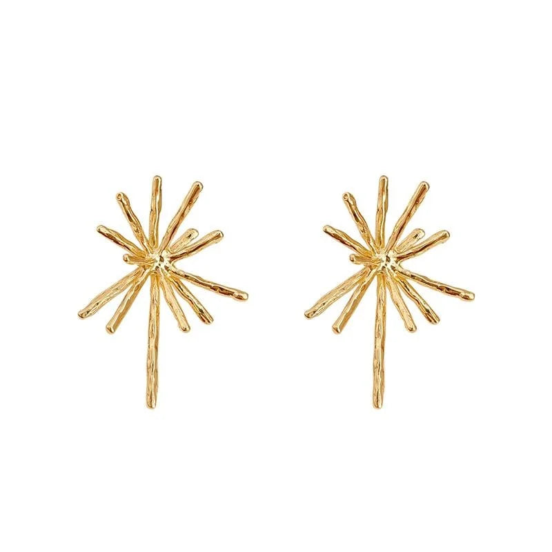 14K Gold Plated Copper Firework Geometric Drop Earrings Luxury Fashion Jewelry