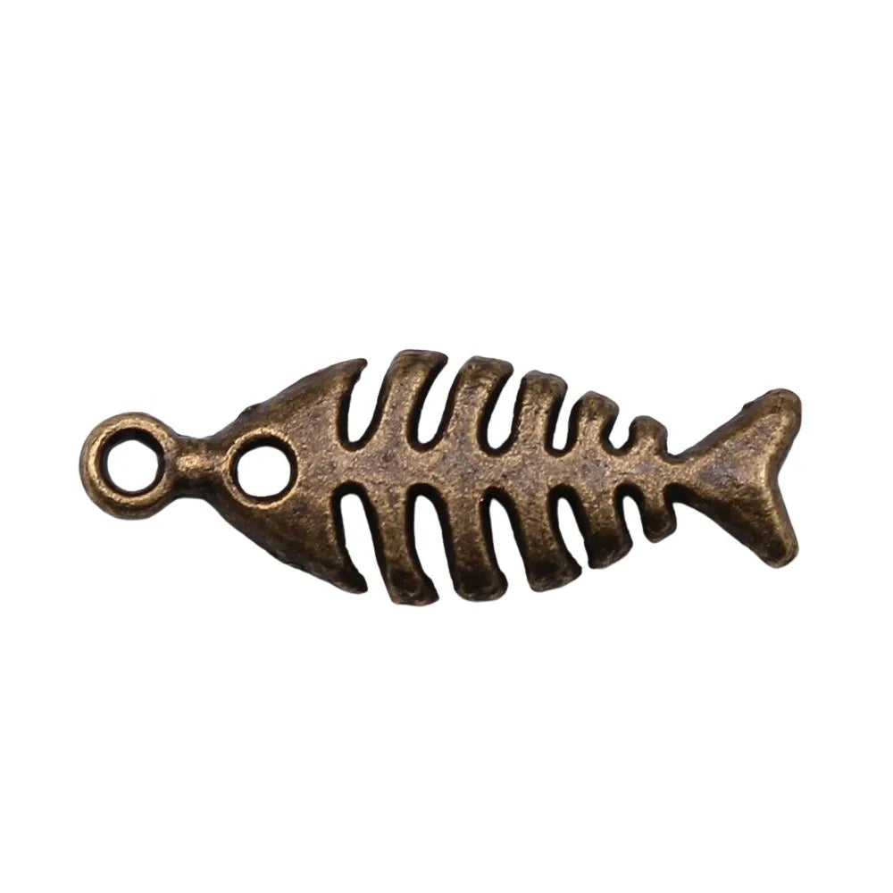 26x9mm 0.75g Zinc Alloy Fish Bone Charm Pendant for DIY Necklace Bracelet Jewelry Making