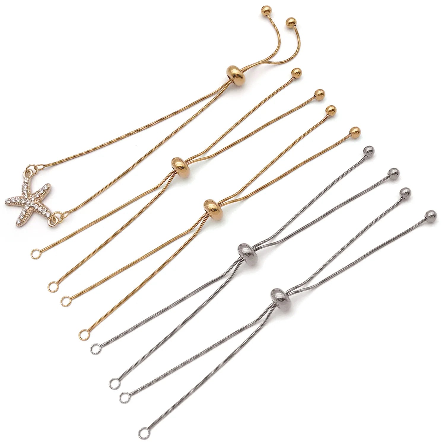 Gold Tone Silicone O Link Sliding Bracelet Adjuster Chain for DIY Bracelet Jewelry Making