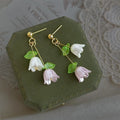 Handmade Copper Lily Of The Valley Tassel Drop Earrings Forest Floral Pastoral Style