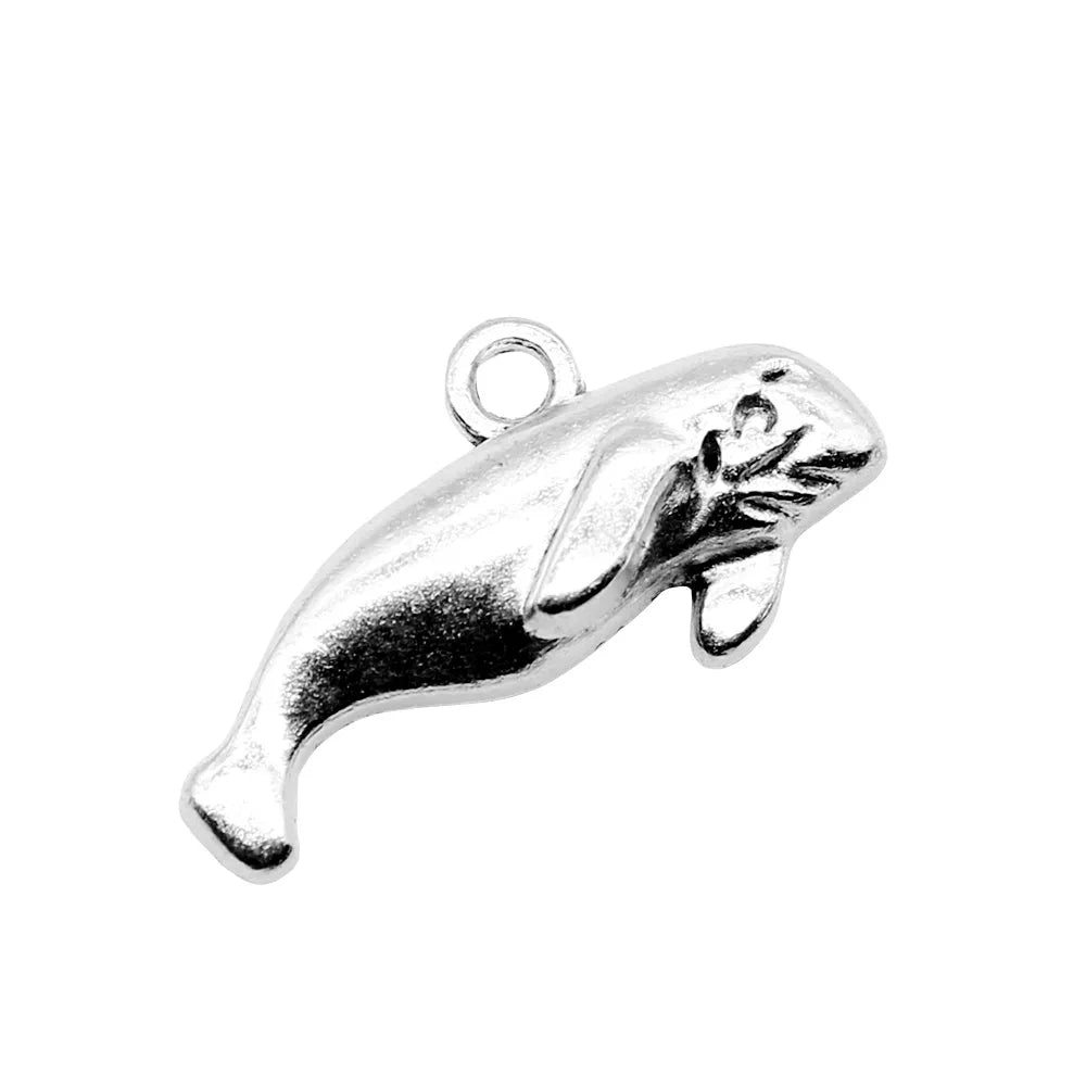 24x13mm 2.1g Antique Silver Zinc Alloy Manatee Charm Pendant for DIY Necklace Bracelet Jewelry