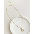 18K Gold Plated Copper Freshwater Pearl Micro Pave Zircon Geometric Collarbone Necklace For Women
