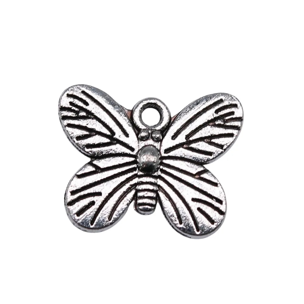 17x14mm 1.28g Antique Silver Zinc Alloy Butterfly Charm Pendant for DIY Necklace Bracelet Jewelry Making