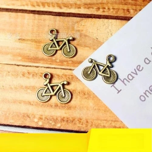 16x14MM Antique Silver Zinc Alloy Bicycle Double Sided Charm Pendant for DIY Necklace Bracelet Jewelry Making