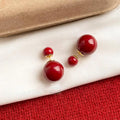 Two Way Round Glass Pearl Copper Drop Earrings High End Fashion Geometric Jewelry